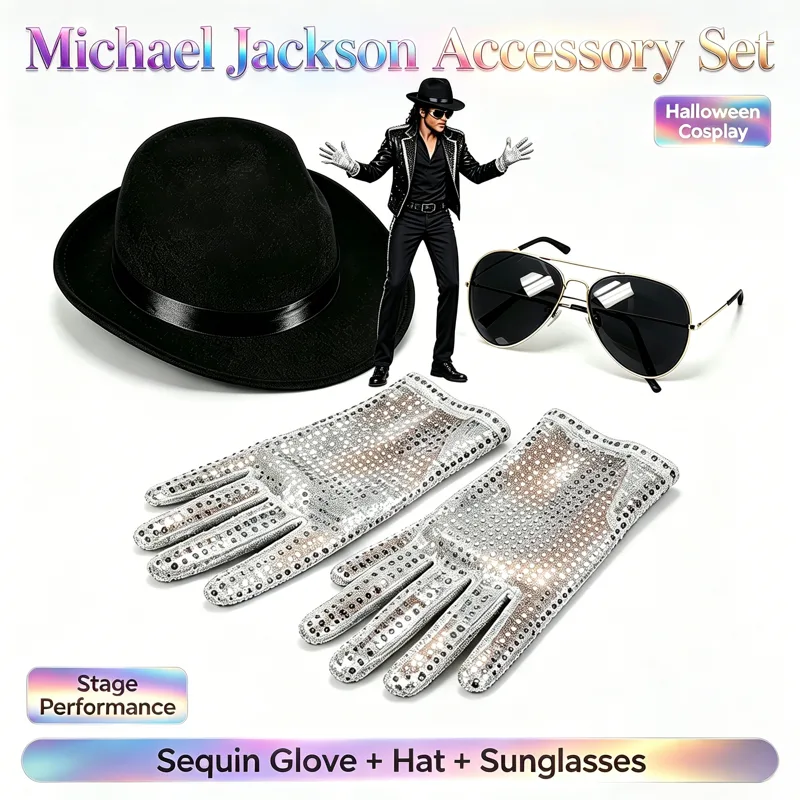 Musical Instrument Jazz - Michael Jackson Aksesuar Seti Payet Eldiven