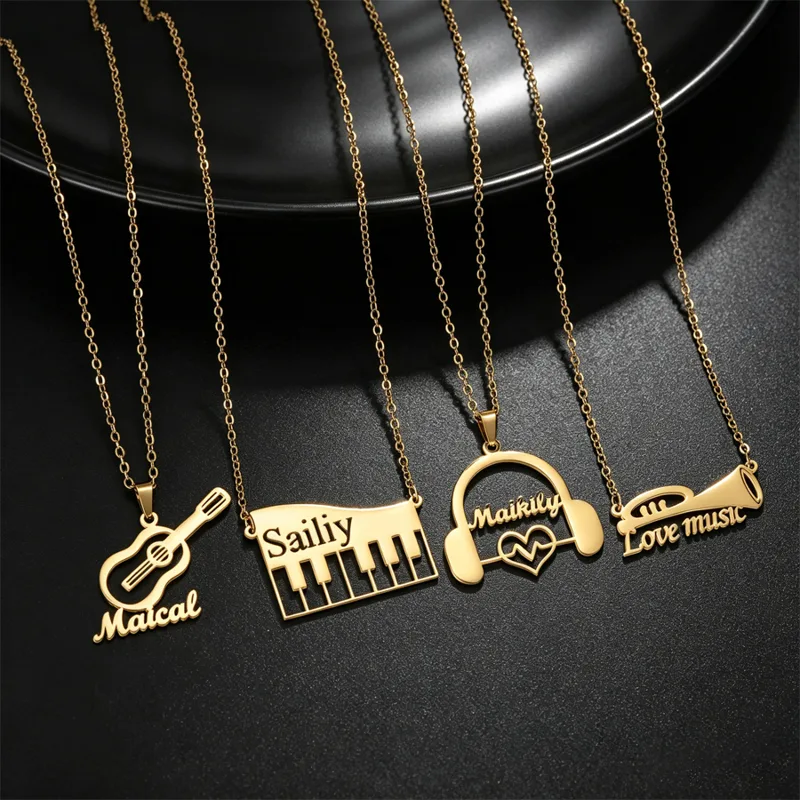 Musical Instrument Name - Acheerup Kişiselleştirilmiş Özel Ad Kolye Kadınlar