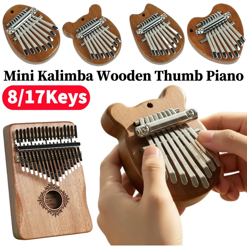 Musical Instrument Marimba - 8/17 Tuşlu Mini Ahşap Kalimba Yüksek