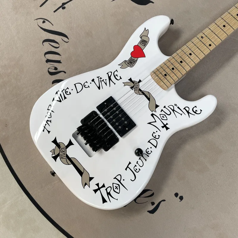 Musical Instrument Guitar - 6 Telli Beyaz Floyd Elektro Gitar,